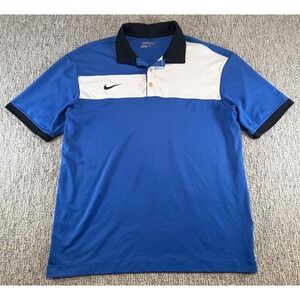 Nike Golf Polo Shirt Mens Large Blue White Colorblock Dri-FIT‎ Tour Performance